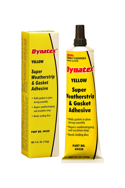 Dynatex 49430 Super Weatherstrip and Gasket Adhesive, 5 oz Tube Boxed, Yellow