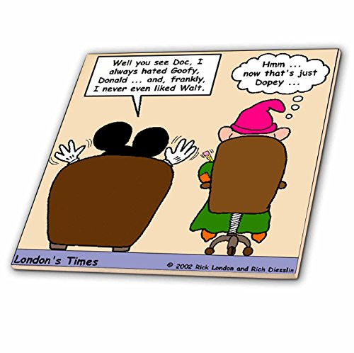 3dRose ct_2293_1 Mickey Goes Goofy Ceramic Tile, 4"