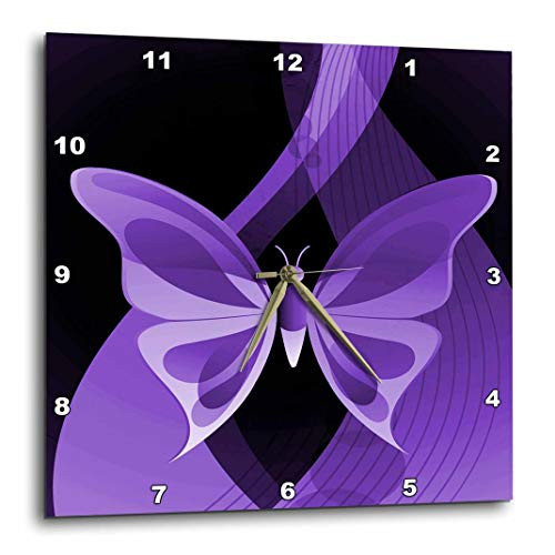 3dRose DPP_101431_1 One Large Purple Butterfly on an Abstract Background Wall Clock, 10 by 10"