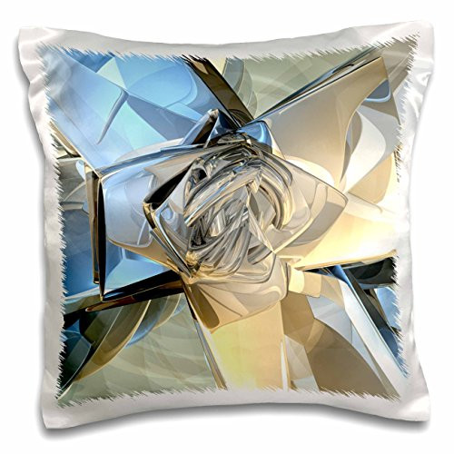 3dRose Blue And Beige Bands features abstract metallic shapes with blue and beige colors - Pillow Case, 16 by 16-inch (pc_21913_1)