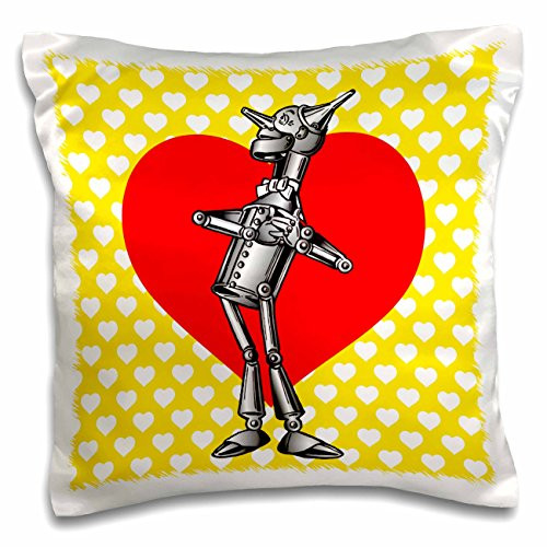 3dRose pc_220174_1 Tin Man Over Big Red Heart on White and Yellow Background Pillow Case, 16" x 16" 3dRose pc_220174_1 Tin Man Over Big Red Heart on White and Yellow Background Pillow Case, 16" x 16"