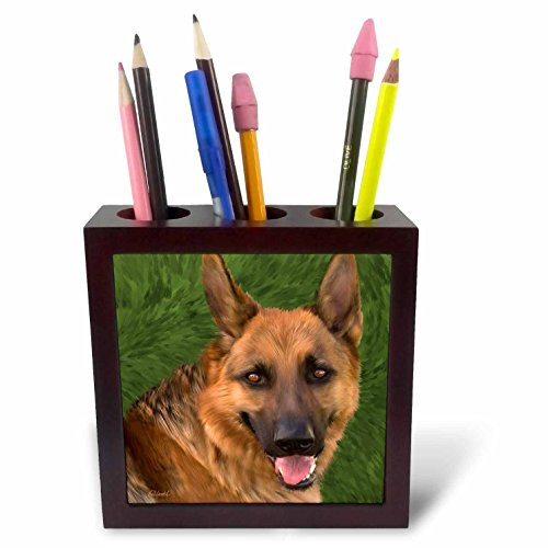 3dRose German Shepard Tile Pen Holder, 5" (ph_11979_1), 5"