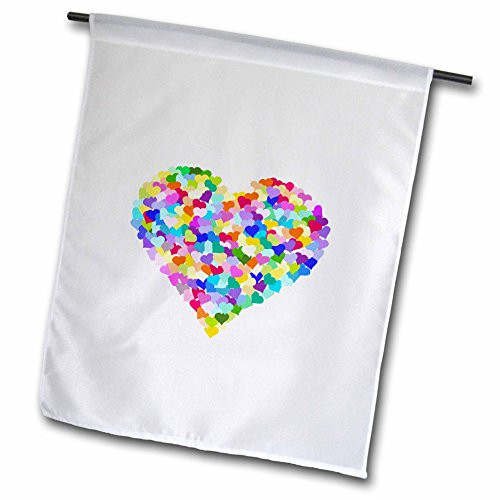 3dRose fl_112898_1"Rainbow Love Heart of Hearts, Romantic Confetti - Valentines Day Garden Flag, 12 x 18
