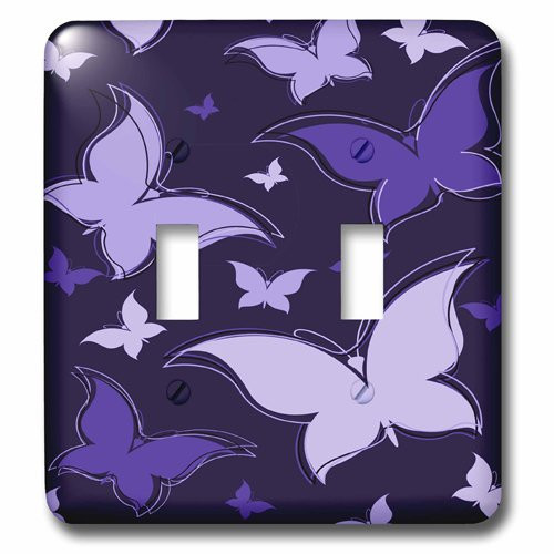 3dRose lsp_101546_2 Purple Graphic Butterflies Double Toggle Switch, Multicolor