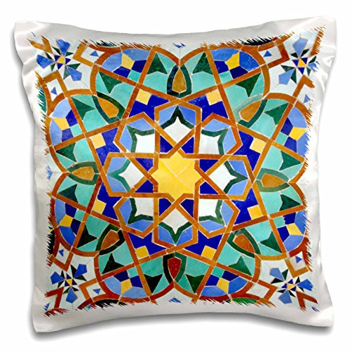 3dRose Morocco, Hassan II Mosque Mosaic, Islamic Tile Detail-AF29 Kwi0018-Kymri Wilt-Pillow Case, 16 by 16" (pc_73580_1)