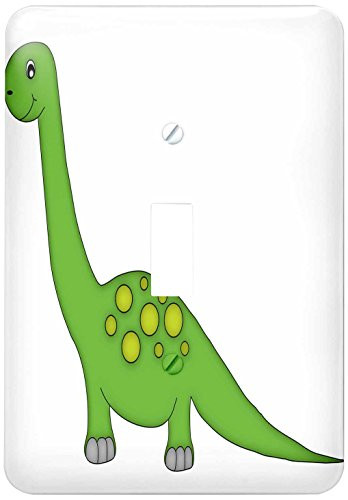 3dRose lsp_222499_1"Cute Green And Yellow Standing Dinosaur" Single Toggle Switch Multicolor
