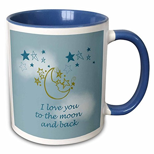 3dRose 155825_6 I I Love You To The Moon And Back Mug, 11 oz, Blue