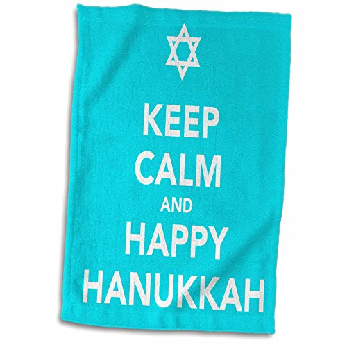 3D Rose Keep Calm and Happy Hanukkah - Blue Towel 15" x 22"