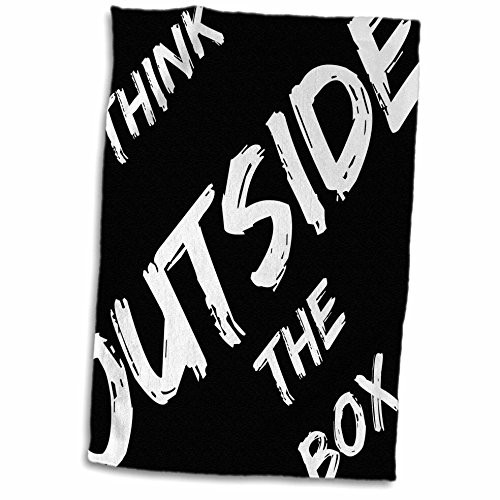 3D Rose Think Outside The Box-White Letters On A Black Background Hand Towel 15" x 22" Multicolor