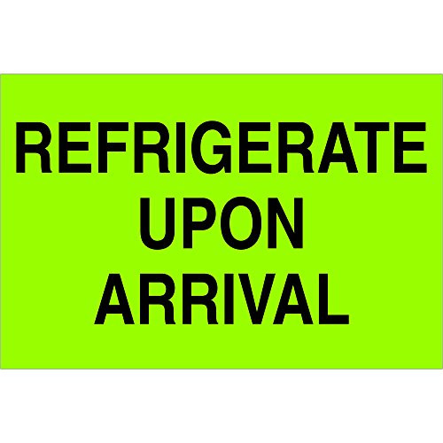 Tape Logic TLDL1327 Climate Labels,""Refrigerate Upon Arrival", 2" x 3", Fluorescent Green, 1 Roll of 500 Labels