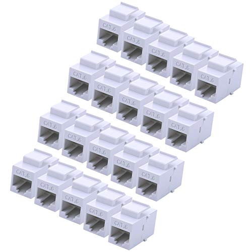 RJ45 Keystone Coupler - 20Pack iGreely Cat6 Cat5e Cat5 Compatible 8P8C Ethernet Network Jack Insert Snap in Adapter Connector Port Inline Coupler for Wall Plate Outlet Panel-White