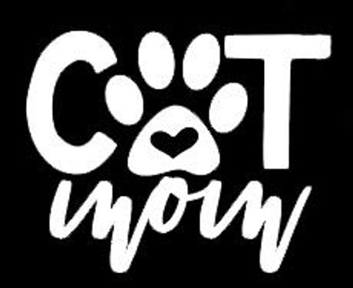 LLI Cat Mom | Decal Vinyl Sticker | Cars Trucks Vans Walls Laptop | White | 5.5 x 4.4 in | LLI1257