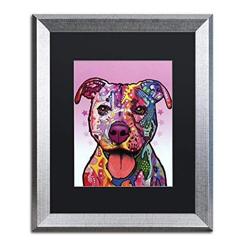 Cherish The Pitbull by Dean Russo, Black Matte, Silver Frame 16x20-Inch
