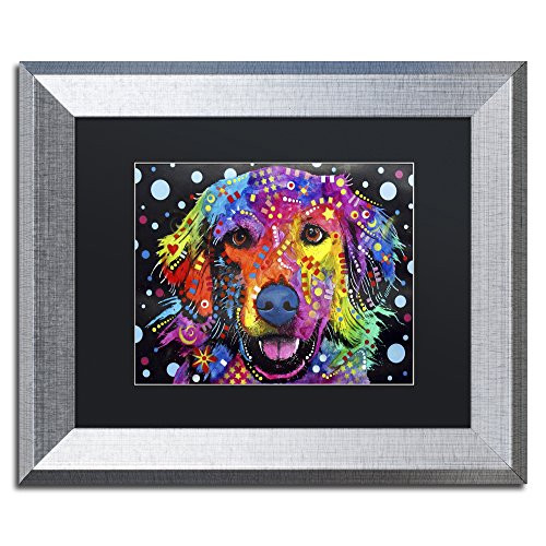 Gold Ornate Frameen Retriever II by Dean Russo, Black Matte, Silver Frame 11x14-Inch