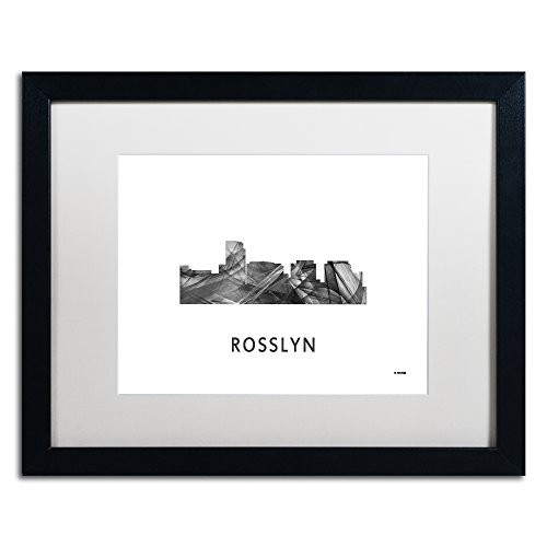 Rosslyn Virginia Skyline WB-BW by Marlene Watson, White Matte, Black Frame 16x20-Inch