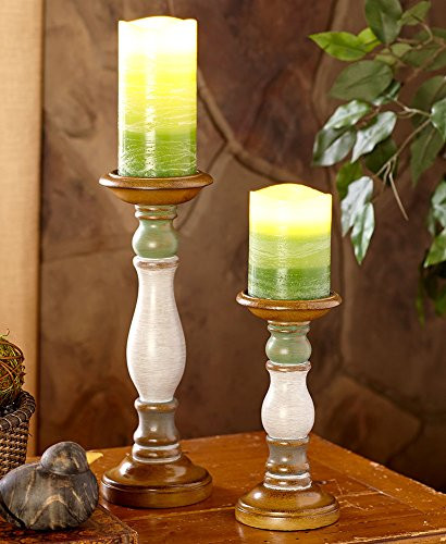 The Lakeside Collection 4-Pc. LED Candle & Holder Set- Green