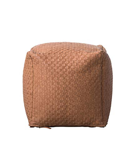 Creative Co-Op Mustard Yellow Square Woven Pouf