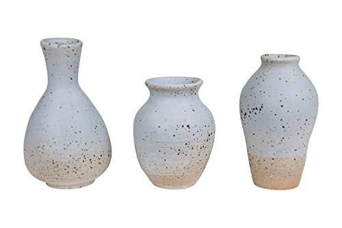 Creative Co-op Blue & Brown Stoneware Reactive Glaze Finish (Set of 3 Sizes) Vase, Small Set, Blue