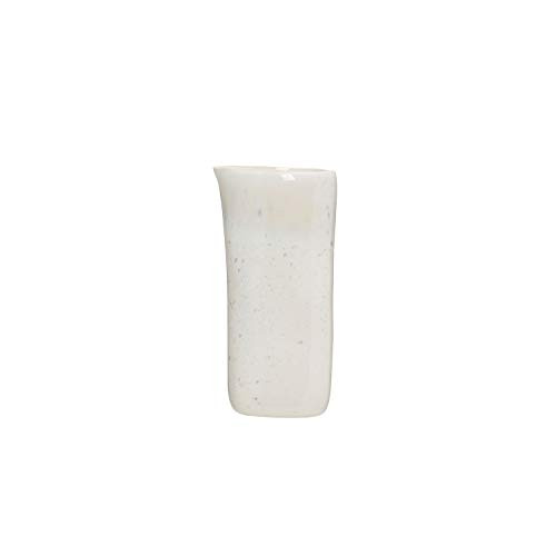 Creative Co-op White Porcelain Pitcher with Blue Flecks & Reactive Glaze Finish (Each one Will Vary) Serveware,
