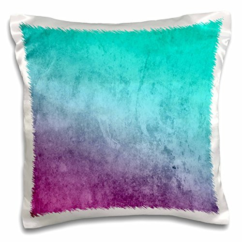 3D Rose Turquoise Purple Pink Watercolor Background Pillow Case, 16" x 16"