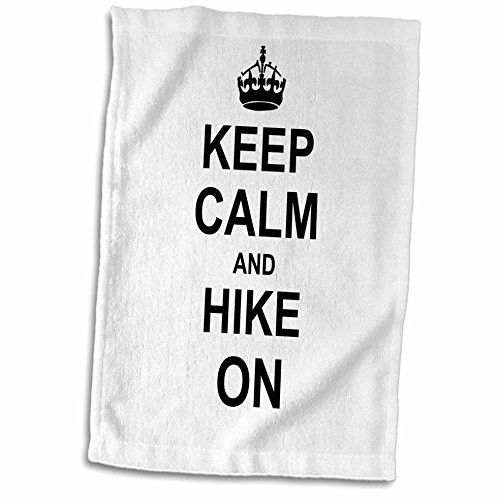 3D Rose Keep Calm Carry On Hiking Rambling-Hiker Gifts-Black Fun Funny Humorous Towel 15" x 22"