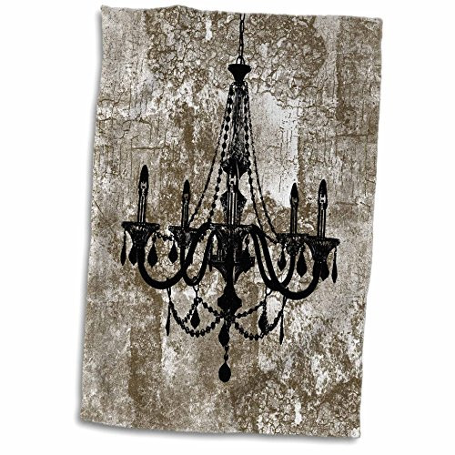 3D Rose Gold Grunge Black Chic Chandelier Towel, 15" x 22", Multicolor