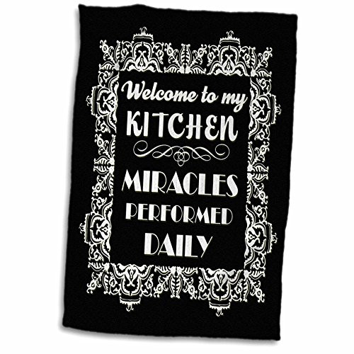3D Rose Funny Black and White Kitchen Design Hand Towel 15" x 22" Multicolor