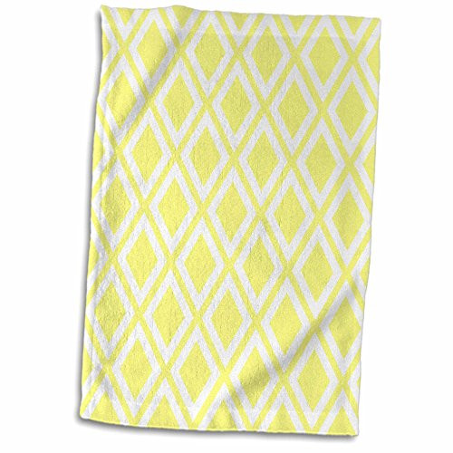 3dRose Pale Yellow Modern Diamond Pattern Towel, 15 x 22