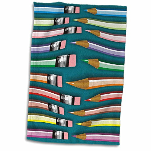 3dRose""Teasel Plant with Bees and Butterflies in Purple Green and White Towel, 15" x 22"