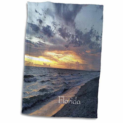 3dRose"Image of Sanibel Island Florida Sunset Gray and Yellow Towel 15" x 22"