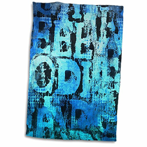 3dRose Blue Abstract Towels 15" x 22" White