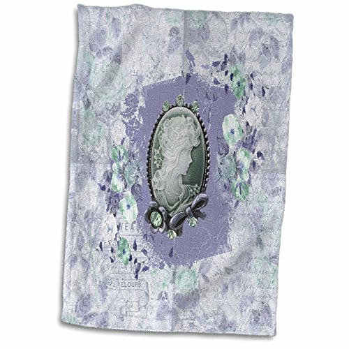 3dRose Abstract Hearts, Flowers, Lace, Jewels, Purple Towels 15 x 22 White
