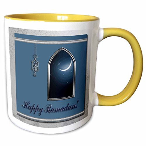 3dRose 22457_8 Ramadan Lantern with Moon in the Window, Yellow Mug, 11 oz