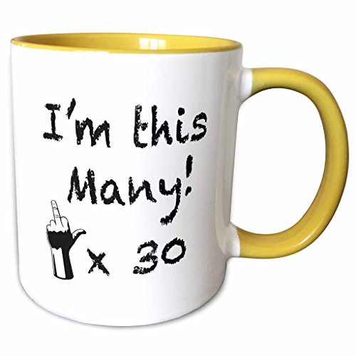 3dRose 157358_8"Im This Many x30, Yellow Mug, 11 oz