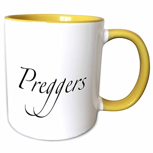 3dRose 232950_8 PREGGERS, Yellow Mug, 11 oz