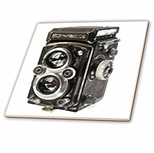 3dRose ct_20775_1 Picture of a Vintage Twin Lens Reflex TLR Camera Ceramic Tile, 4-Inch