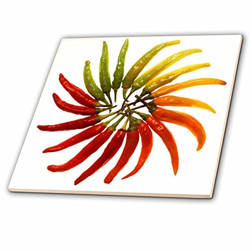 3dRose ct_46855_1 Hot Chili Peppers Ceramic Tile, 4-Inch, Red