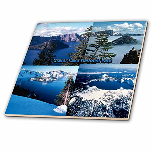 3dRose ct_55306_1 Crater Lake National Park Collage Ceramic Tile, 4-Inch