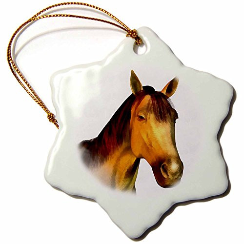 3dRose orn_41468_1 Dun Horse Snowflake Ornament, Porcelain, 3-Inch 3dRose orn_41468_1 Dun Horse Snowflake Ornament, Porcelain, 3-Inch