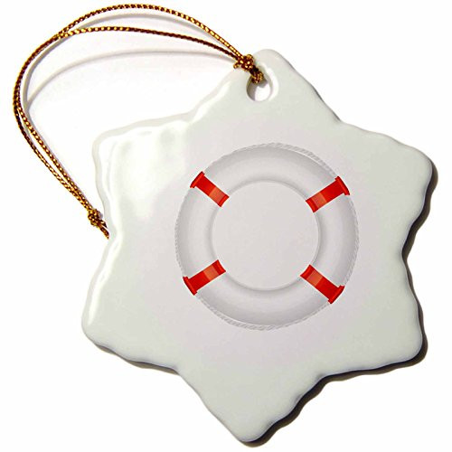 3dRose orn_111353_1 A Life Preserver Design-Snowflake Ornament, Porcelain, 3-Inch