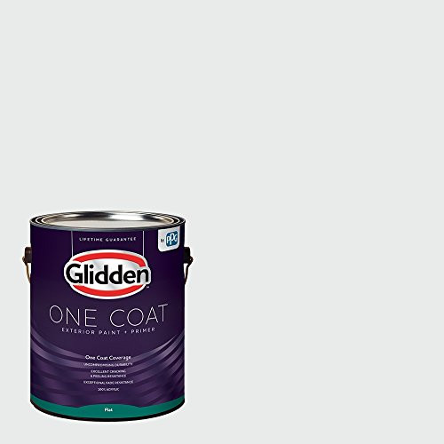 Glidden Exterior Paint + Primer: White/White, One Coat, Flat, 1 Gallon