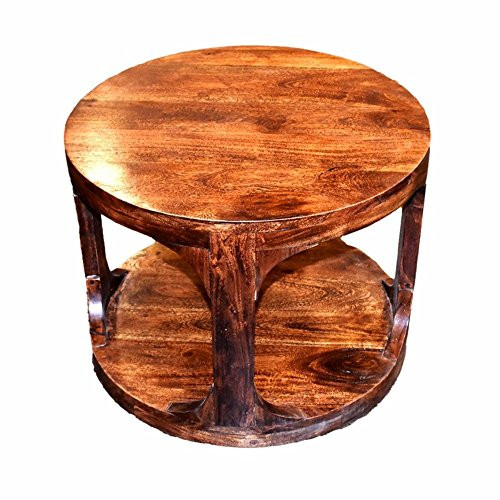 Benjara Contemporary Style Round Wooden Side, Brown End Table, One,