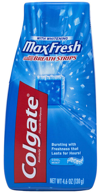 Colgate Max Fresh Liquid Toothpaste with Mini Breath Strips, Cool Mint, 4.6-Ounce Tubes (Pack of 6)