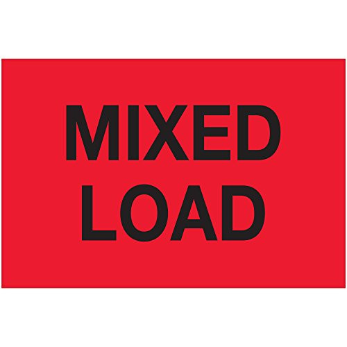 "Mixed Load" Labels/Stickers, 2 x 3", Fluorescent Red, 500 Labels Per Roll (1 Roll)