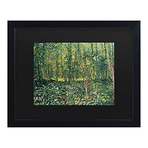 Trademark Fine Art Trees and Undergrowth, 1887 by Vincent Van Gogh, Matte, Black Frame 11x14, Black, Black
