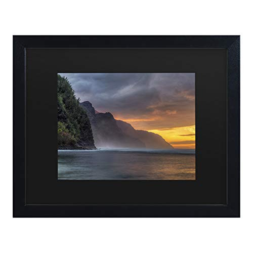 Trademark Fine Art Napali Sunset Kauai by Pierre Leclerc, Matte, Black Frame 11x14, Black, Black Trademark Fine Art Napali Sunset Kauai by Pierre Leclerc, Matte, Black Frame 11x14, Black, Black