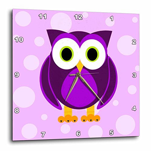 3dRose DPP_13757_1 Wall Clock, Cute Purple Owl on Light Purple Background, 10 by 10-Inch 3dRose DPP_13757_1 Wall Clock, Cute Purple Owl on Light Purple Background, 10 by 10-Inch
