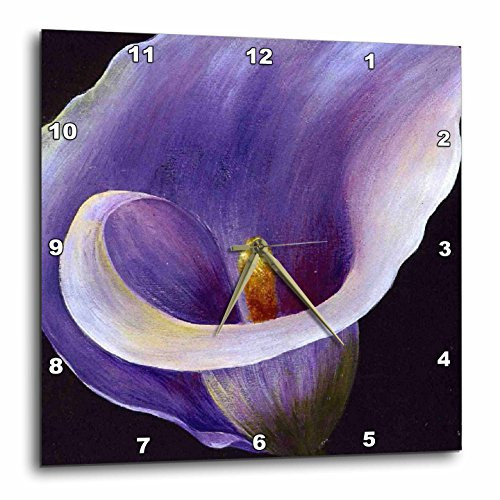 3dRose DPP_16923_1 Wall Clock, Purple Calla Lilies, 10 by 10-Inch