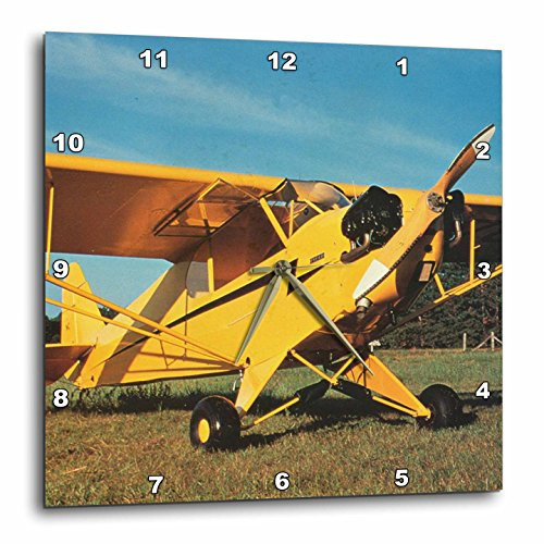 3dRose dpp_33350_1 Yellow Cub Plane Wall Clock, 10 by 10-Inch