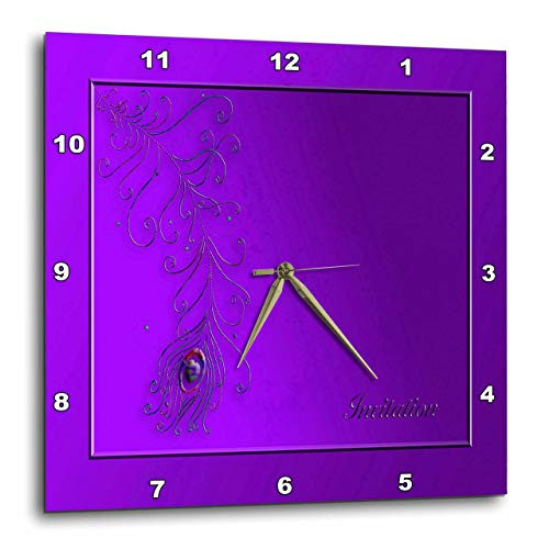 3dRose DPP_43475_1 Peacock Feather, Purple-Wall Clock, 10 by 10-Inch